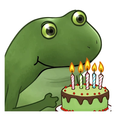 bufo blowing candles on cake sticker
