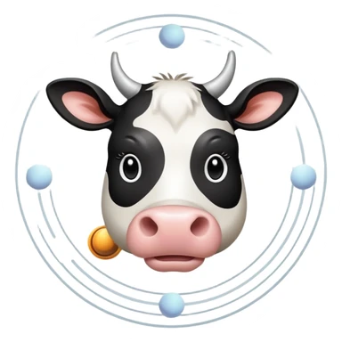 Cartoon cow face with Saturn as its body, the planetary rings circling the middle, and disproportionately large barefoot human feet at the bottom sticker