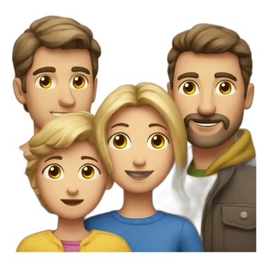 5 person European Family together consisting of 1 Man, 1 Woman and 3 Boys sticker