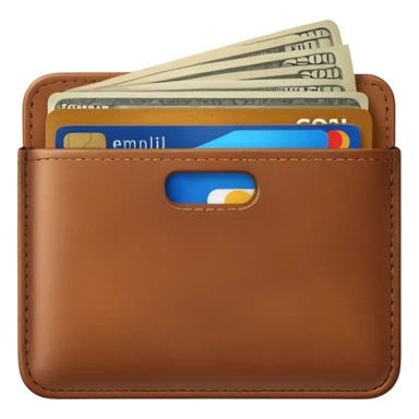 portefeuille marron avec quelques billets et carte bancaire sticker