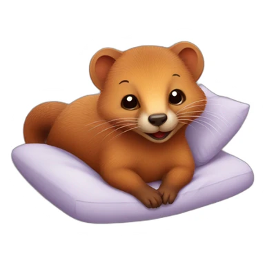 red cheerful mongoose in bed sticker