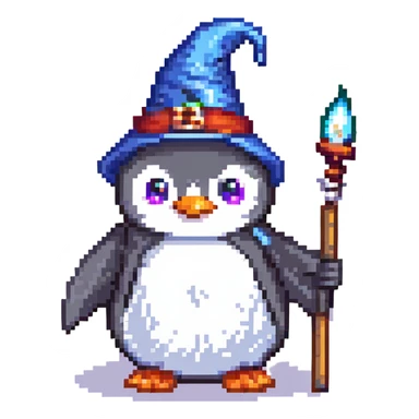 A cute penguin wizard sticker