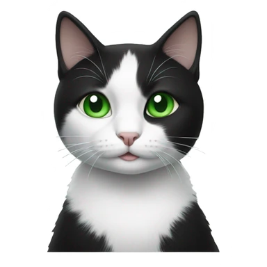 black and white cat with green eyes sticker