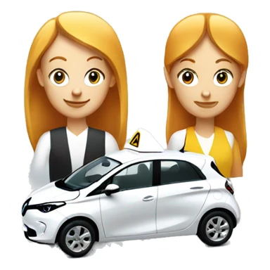 A white Renault Zoe with a ginger girl taxi service  sticker