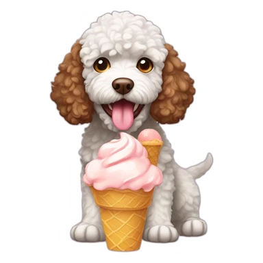 A Lagotto Romagnolo eating ice cream sticker