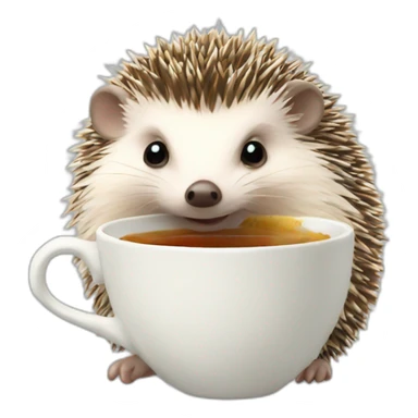 Hedgehog holding a tea cup sticker