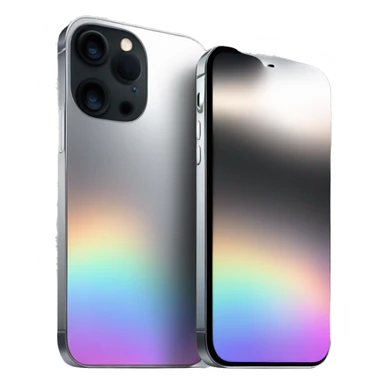 Realistic isolated gradient silver holographic iphone 14 pro sticker