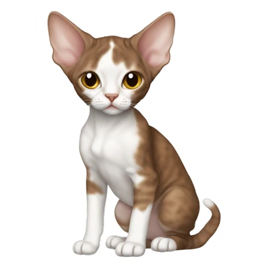 Create Me a brown devon rex kitten with some white parts on theyre body sticker