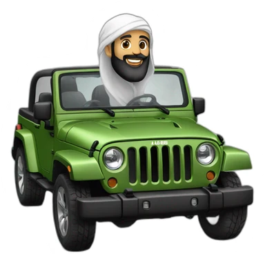 arab bald man with long black beard riding black Jeep jk sticker