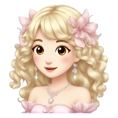 Dreamy pretty elegant cute shiny blushing shy anime lady kawaii beautiful hair naturecore fairycore cottagecore jewels trending aesthetic full body sticker