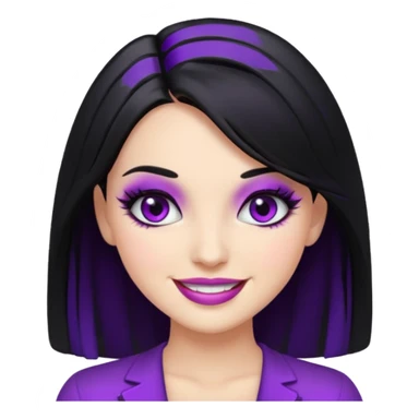 “Emoji girl, femme fatale, black hair. deep purples sticker