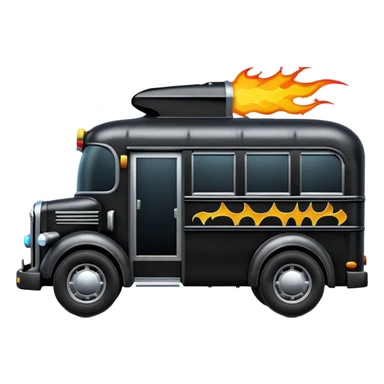 Mad max survival apocalypse Darth Vader’s Batman-armored 1936 black graphite colored school bus with horizontal holographic flames  sticker