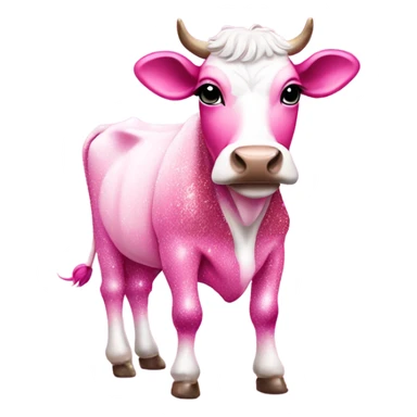 Pink ombre full body cow with glitter  sticker