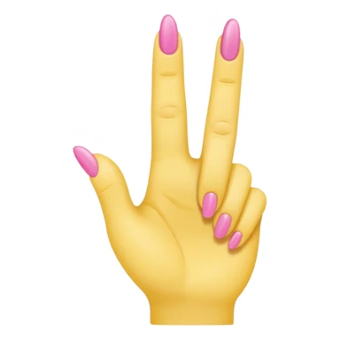 Yellow female emoji hand with pink fingernails making an “L” with index finger and thumb sticker