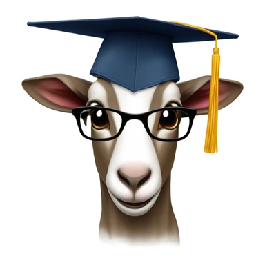 a goat wearing glasses and graduation hat sticker
