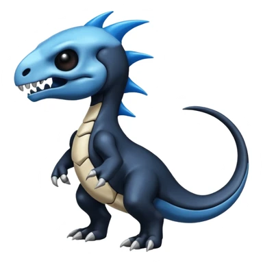 Shiny Dark Black And Blue Duskull-Cubone-Salandit-Fakémon-hybrid-creature (full body)  sticker