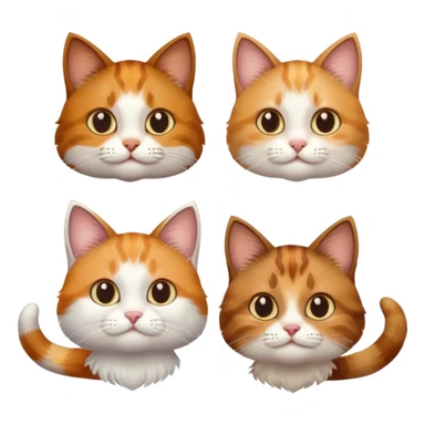 3 cats different colours including brown tabby and white, light patchy calico, and ginger and white sticker