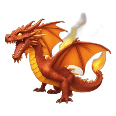 Dragon feu grand imposant orange qui crache du feu sticker