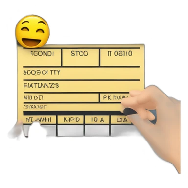 Design a digital clapper board with animated text, in a director's hand on a film set." sticker