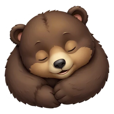 Meme-Worthy Cute Sleeping Bear Portrait Emoji, Head resting peacefully with a contented smile, showcasing a massive, robust build and a luxuriously soft dark brown fur, eyes shut in a serene, restful nap, Simplified yet hilariously adorable features, highly detailed, glowing with a soft, drowsy light, high shine, relaxed and utterly lovable, stylized with an air of playful laziness, bright and heartwarming, soft glowing outline, capturing the essence of a comically sleepy bear, so meme-worthy it feels like it could instantly become the next viral sensation of adorable slumber! sticker