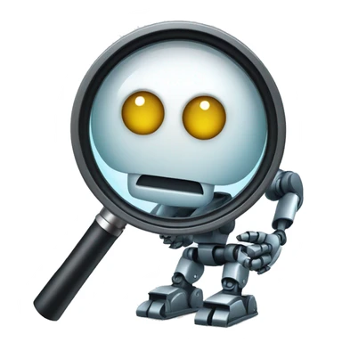Robot using magnifying glass sticker