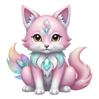 Multicolored sparkly shiny ethereal pastel iridescent light pale cute adorable pretty feminine elegant realistic floral exotic marble-Sakura-Falvie-Fionbri-fursona, full body sticker
