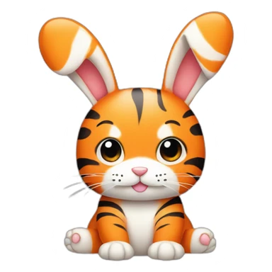 cute orange bunny with floppy ears and tiger stripes sticker