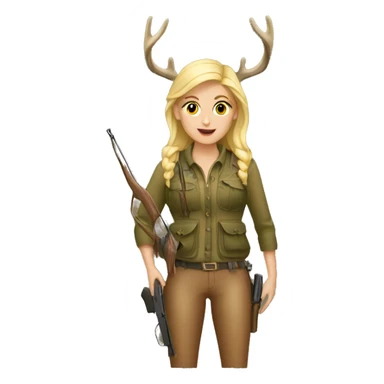 Blonde girl deer hunting sticker