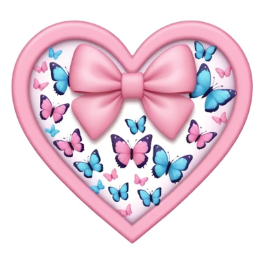 heart with butterflies, pink bow and heart pattern on the bow sticker