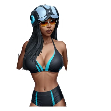 girl in bikini with helmet sticker