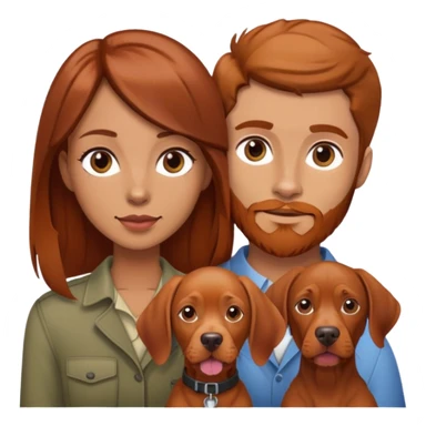Brunette hair tan female and brown hair male with reddish beard and vizsla dog sticker