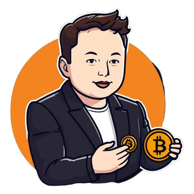 Elon Musk con bitcoin en nano  sticker