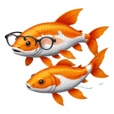 Two "koi" fishes male and female, wearing glasses. sticker