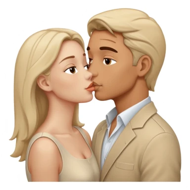 A man in pale beige clothes and a woman in pale beige clothes are kissing sticker