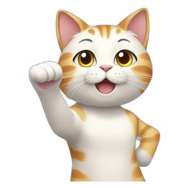 anime cat waving his paw to say hello sticker