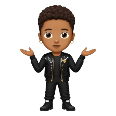 Lil Fizz from B2K with dark brown hair, black sequin outfit sticker