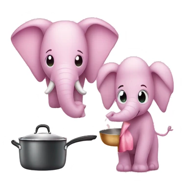 Pink elephant and a cooking pan sticker