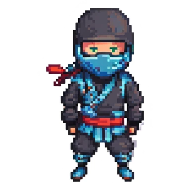 masked ninja, pixel art style, dynamic pose sticker