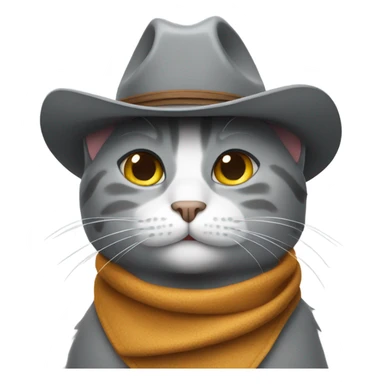 gray cat with a cowboy hat sticker