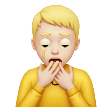 A yellow person choking themselves sticker