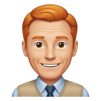 friendly older white man, receding ginger hair, fit, professional, smiling, with a collared shirt sticker