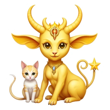 A yellow feminine Baphomet ￼ with sunshine and kittens ￼ sticker