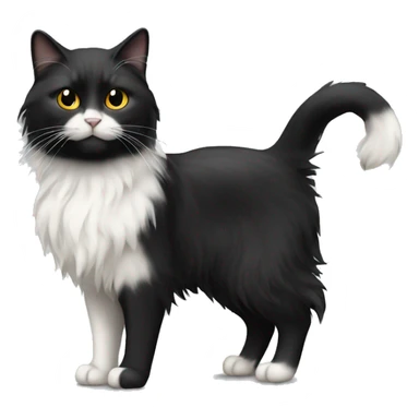 long haired cat half black half white and a black cat standing together sticker