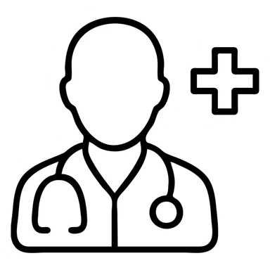 doctor icon with stethoscope and medical cross sticker