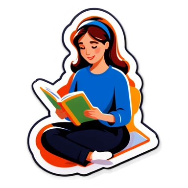 Lady reading a book  sticker