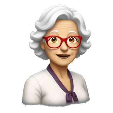 Old whitehaired woman with red glasses sticker