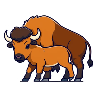 Heard of mother and baby Bison sticker