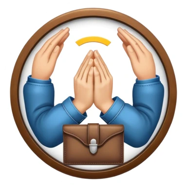 Praying hands in a circle and a wallet in the middle sticker