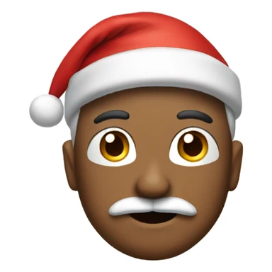 Man with mustache wearing a Santa hat sticker