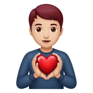 A dark red heart in his hands sticker